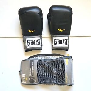 Everlast Black Boxing Gloves Pro Style Training Gloves Gray Sports Accessories